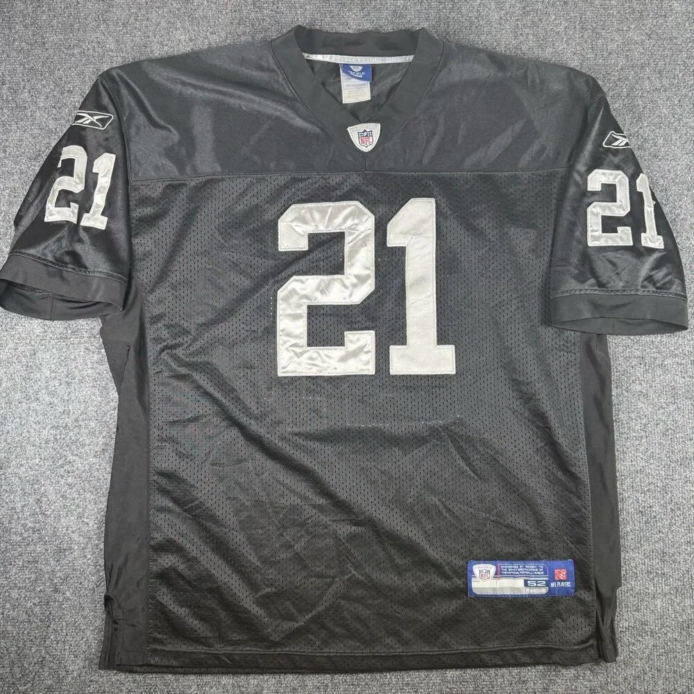 Vintage Oakland Raiders Jersey Mens Size52 Black NFL Stitched Asomugha 21 Reebok
